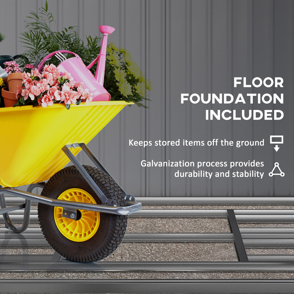 Outsunny Grey Metal Garden Shed with Sloped Roof and Air Vents Image 6