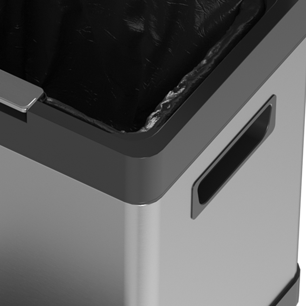 HOMCOM Silver Double Kitchen Bin with Soft Close Lid 34L Image 3