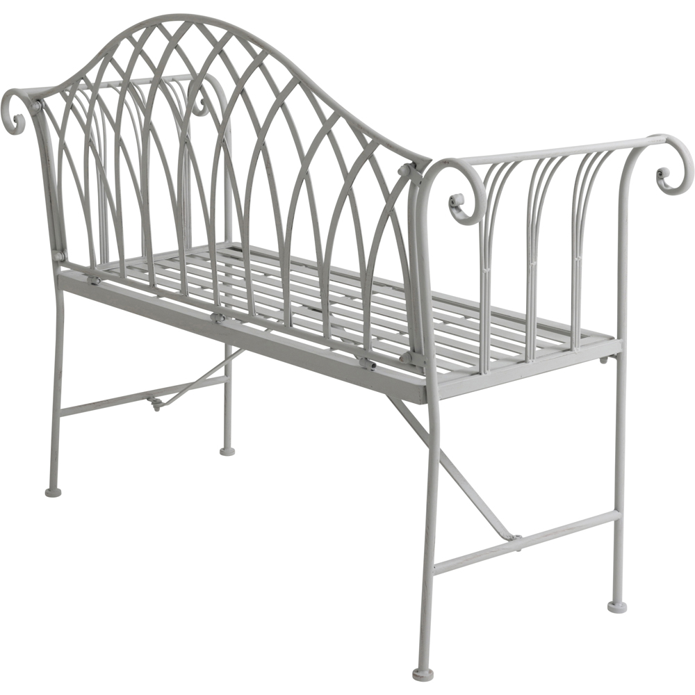 Charles Bentley 2 Seater Grey Decorative Rustic Metal Garden Bench Image 4