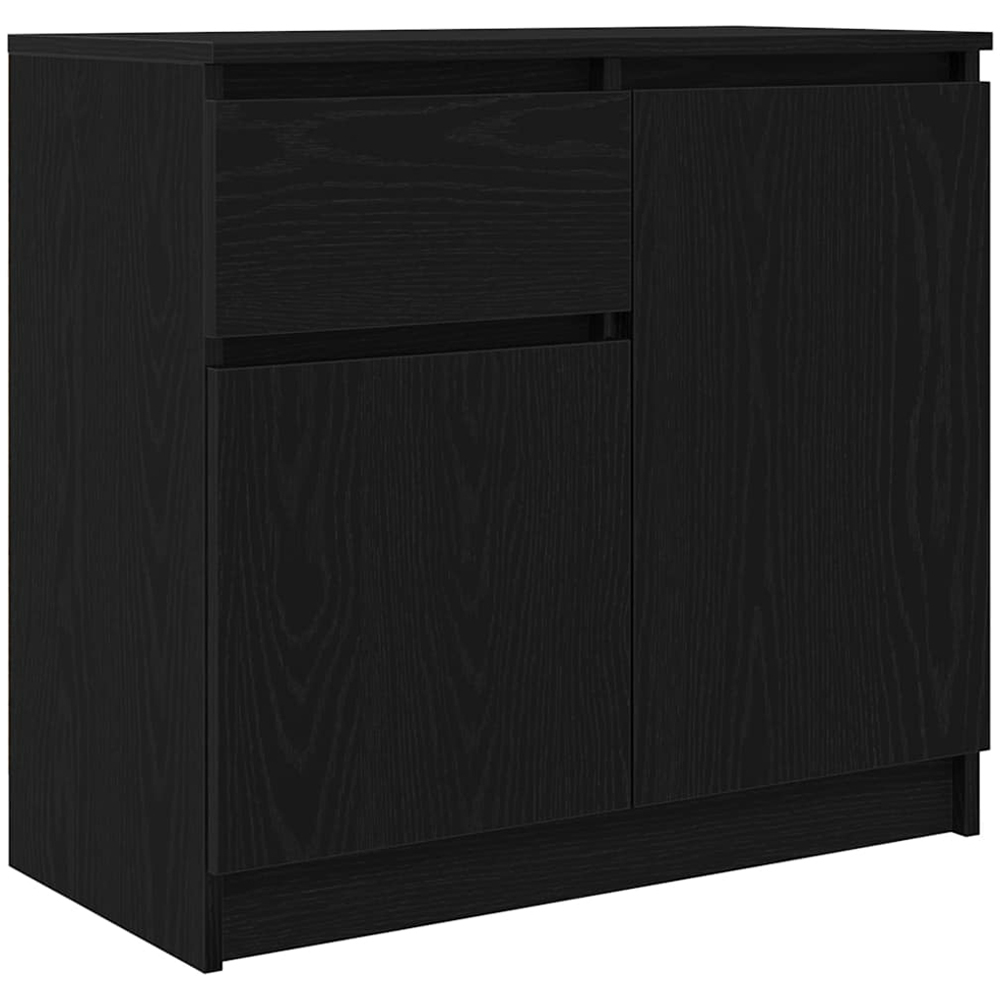 vidaXL 2 Door Single Drawer Black Oak Wooden Sideboard Image 2