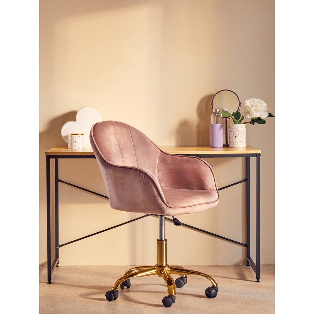 Interiors by Premier Brent Pink and Gold Swivel Home Office Chair Image 8