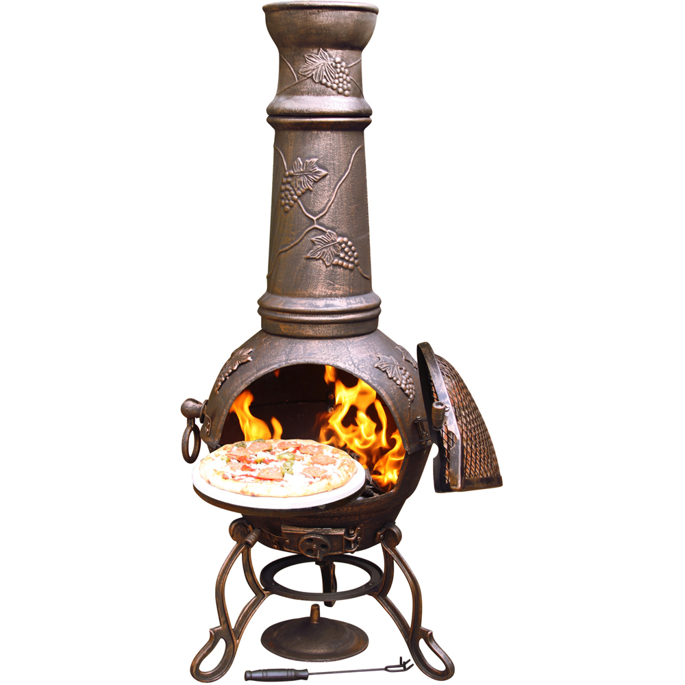 Gardeco Toledo Extra Large Grapes Design Bronze Cast Iron Chimenea Image 1