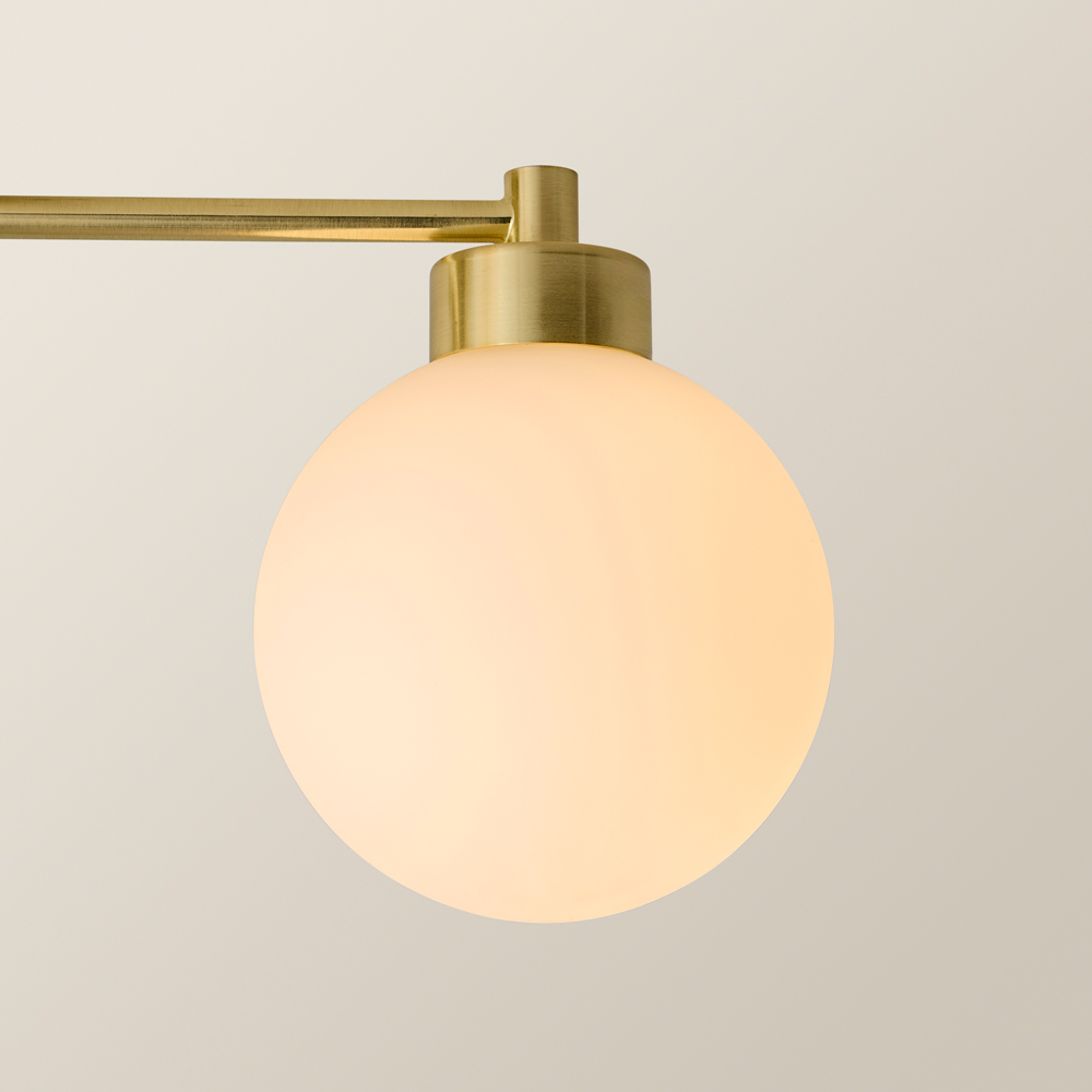 ValueLights Jonah Brushed Gold 3 Arm Globe Ball Shade Flush LED Ceiling Light Image 4
