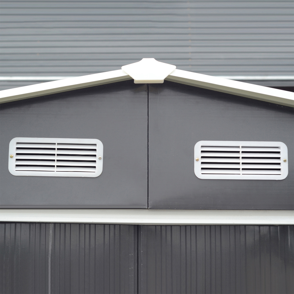 Living and Home 6.6 x 12.3 x 10.2ft Grey Peaked Steel Tool Storage Shed Image 5