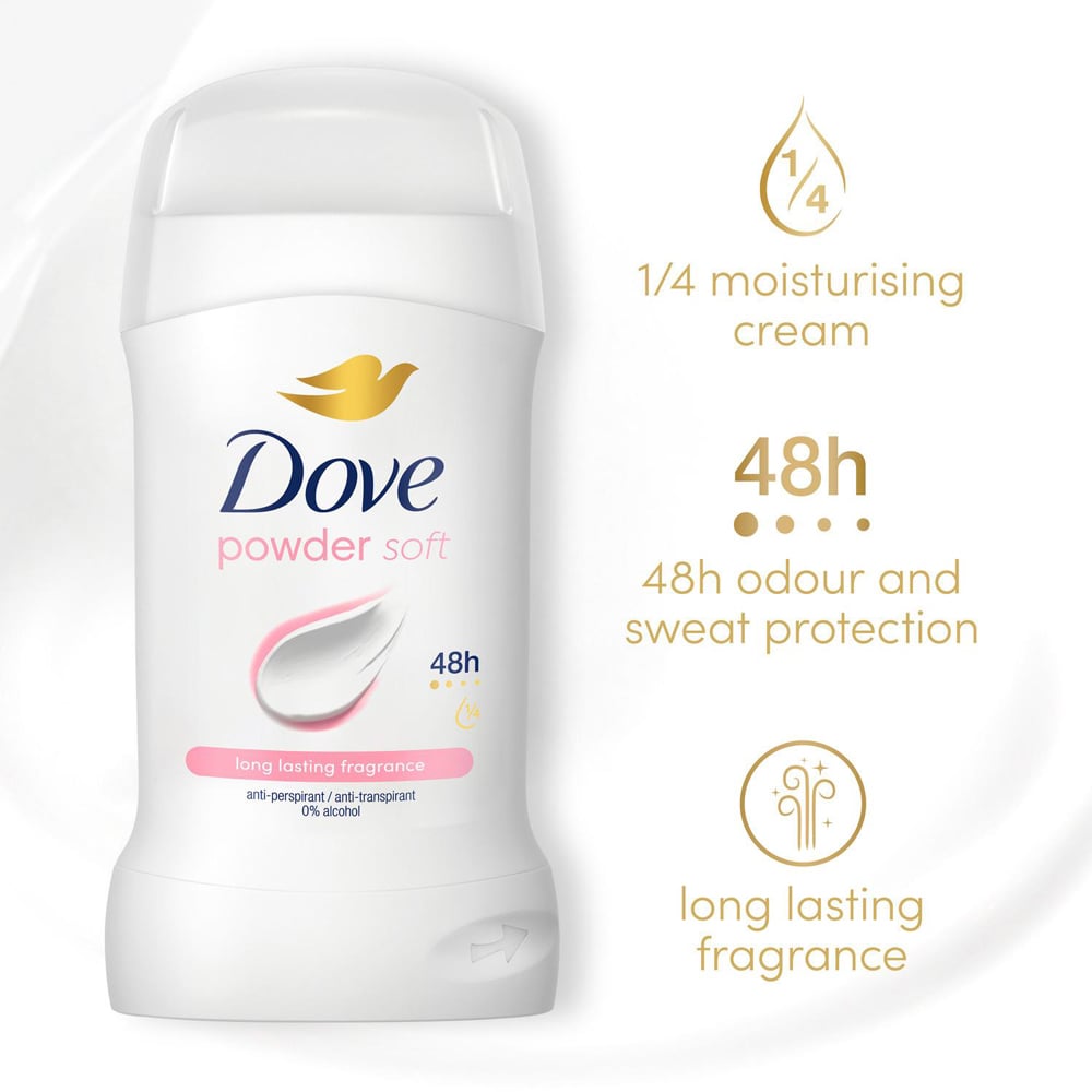 Dove Women Powder Soft Anti-Perspirant Deo Stick 50ml 24 Pack Image 4