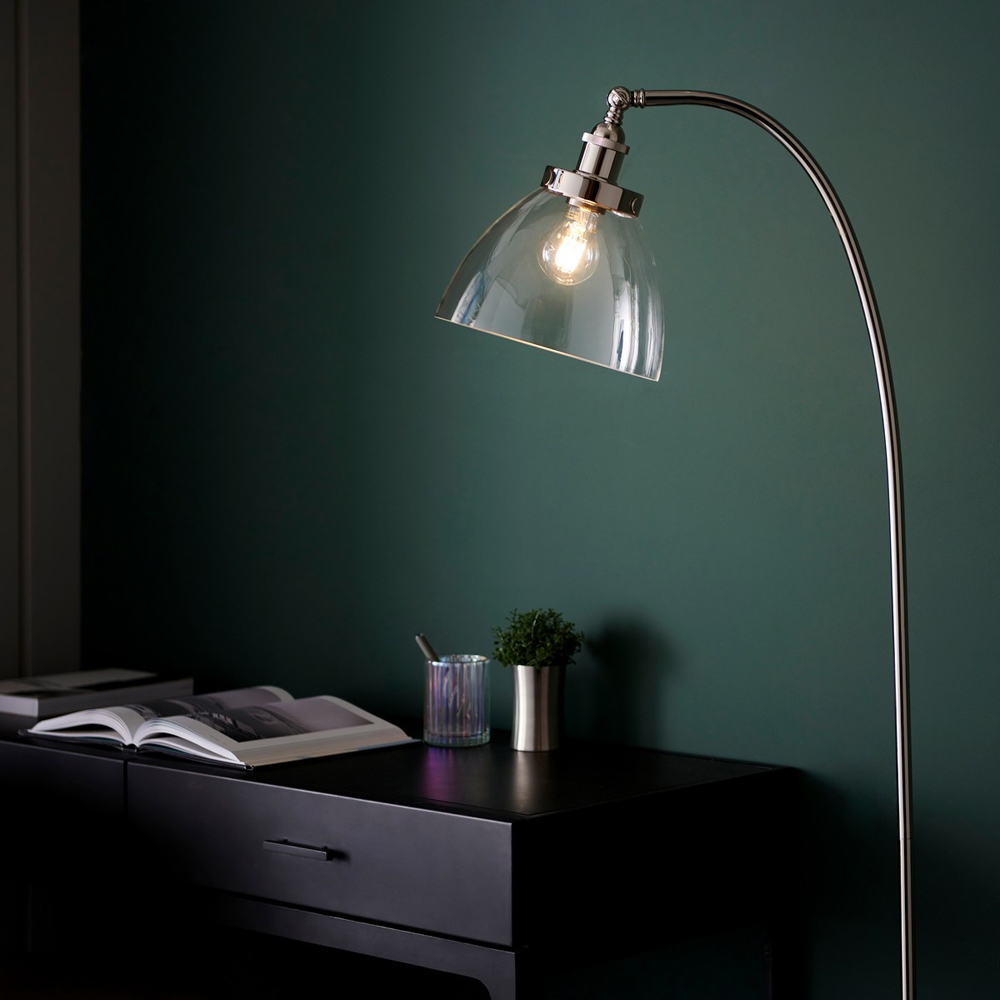 Merano Parma Bright Nickel Clear Glass Floor Lamp Image 4