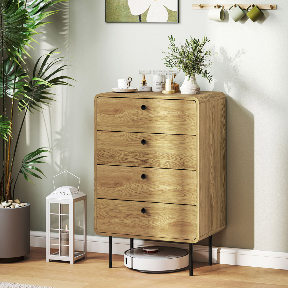 Portland 4 Drawer Oak Chest of Drawers Image 3