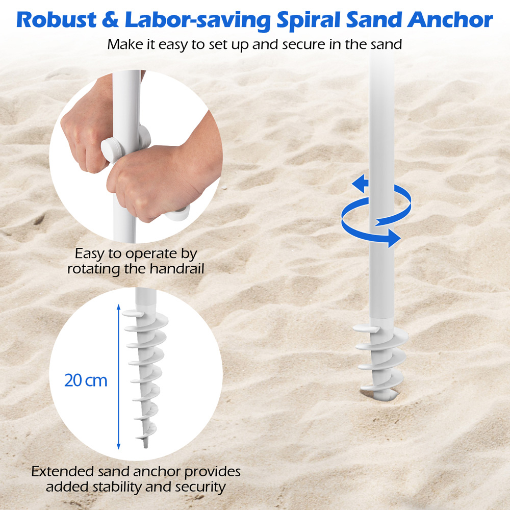 Costway Blue Fringe Outdoor Umbrella with Carrying Bag 1.8m Image 5