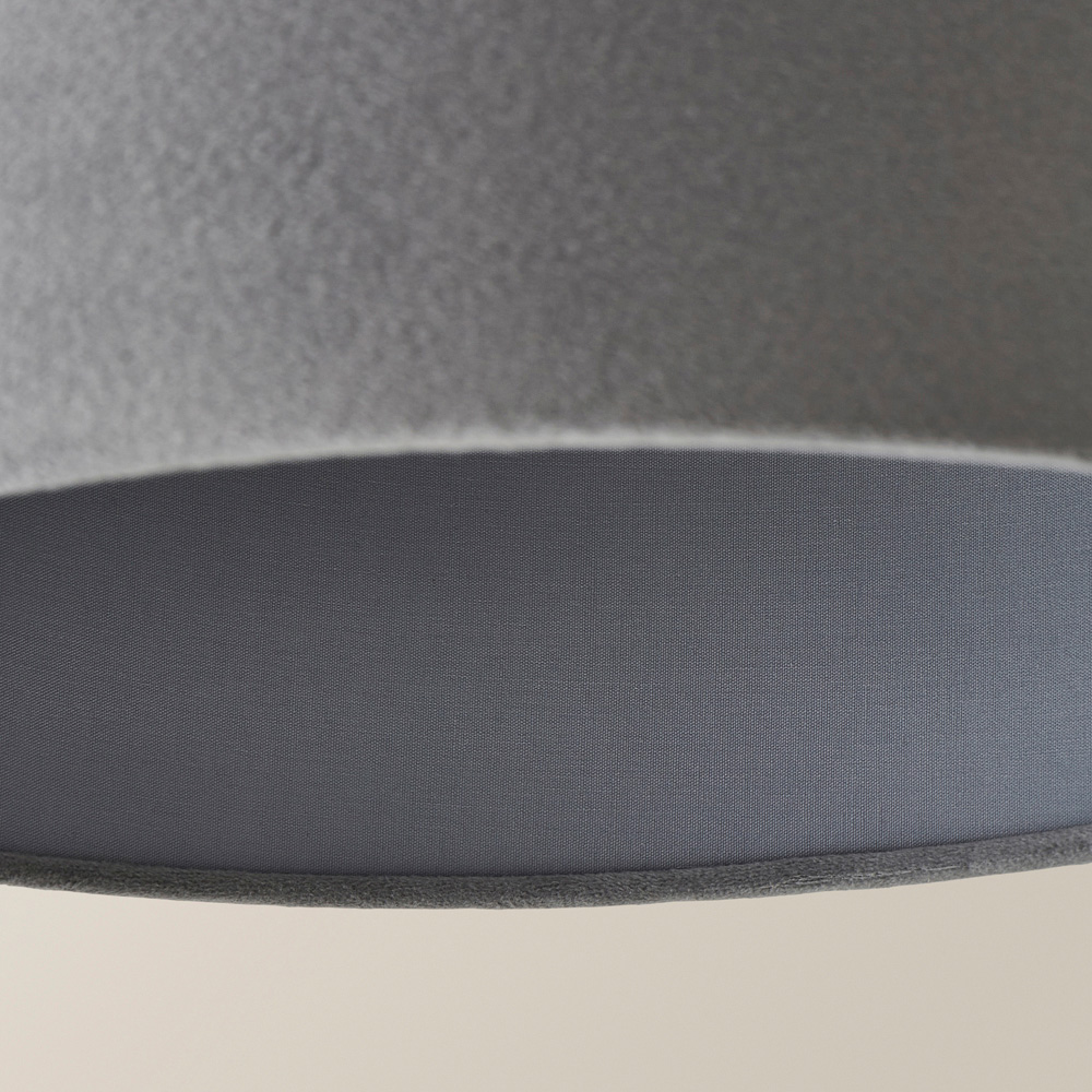 ValueLights Reni Grey Velvet Ceiling Drum Lamp Shade Large Image 4