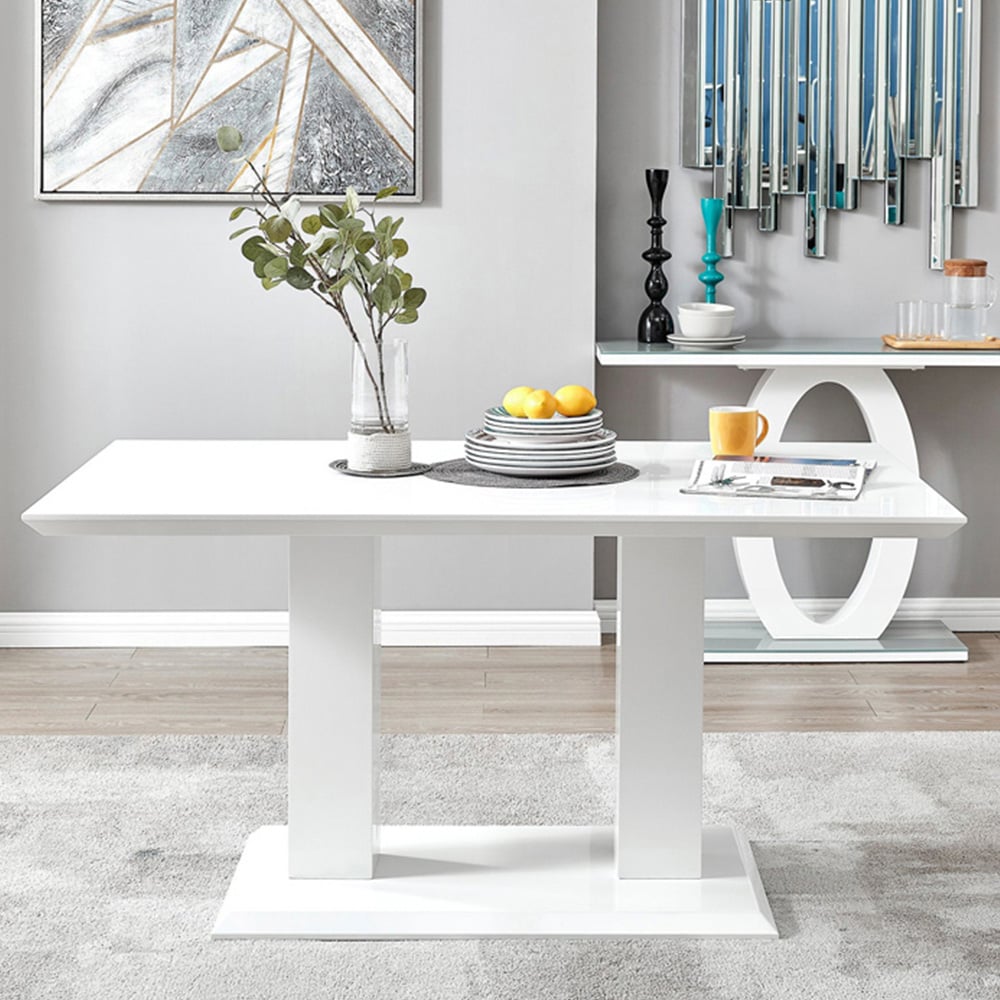 Furniturebox Molini Cesano 6 Seater Dining Set White Gloss Cream and Gold Image 7