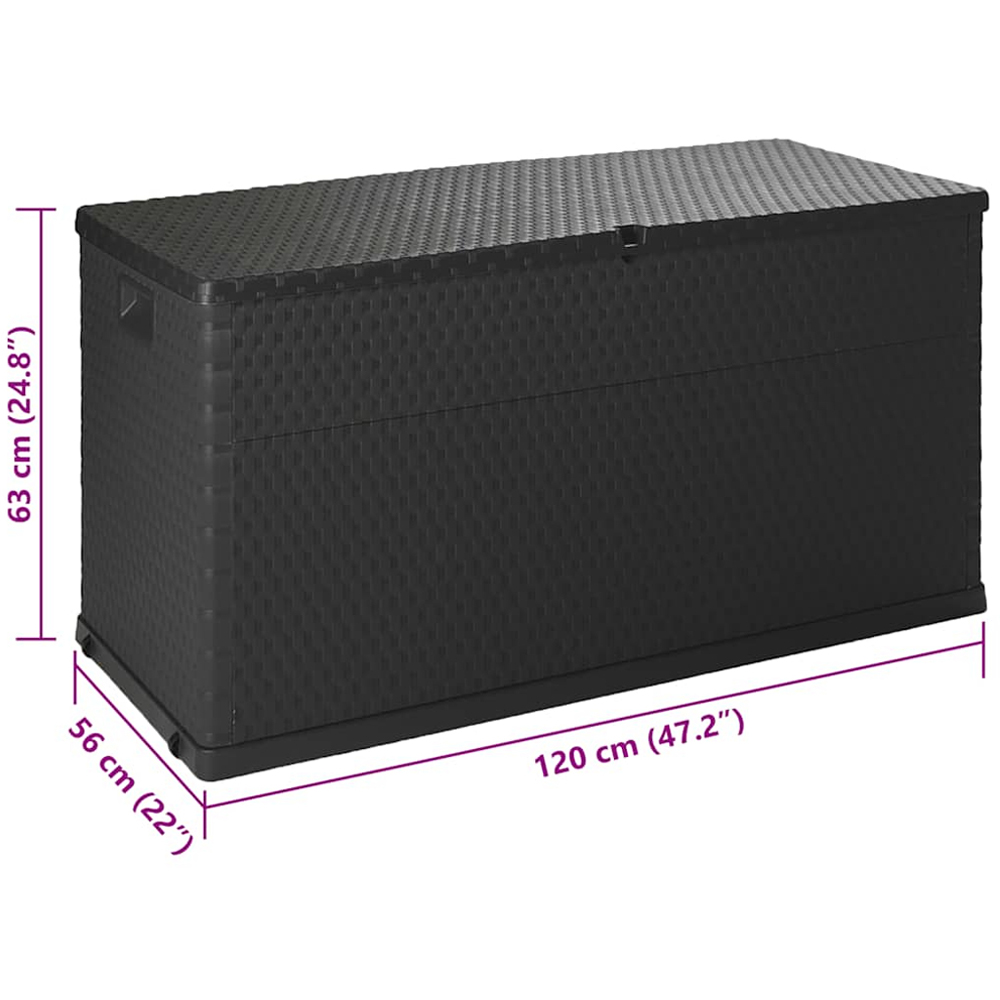 vidaXL 63 x 120 x 56cm Anthracite Polypropylene Garden Storage Box Image 8