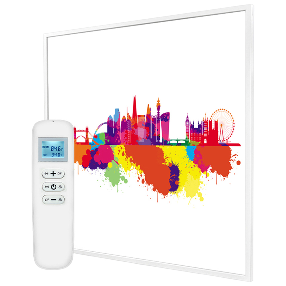 Mirrorstone Nexus London Skyline Splash Image Wi-Fi Infrared Heating Panel 350W 595 x 595mm Image 1