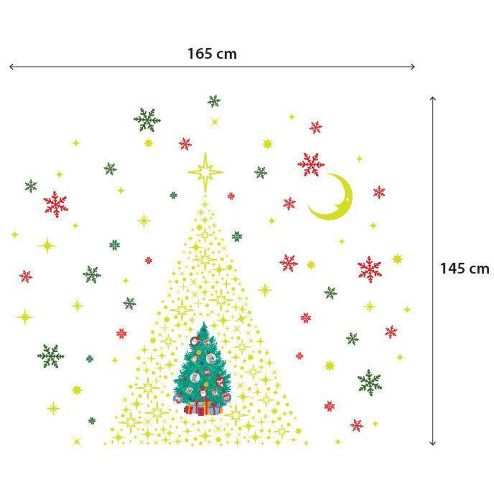 Walplus Glow Stars and Colourful Snowflakes with Christmas Tree Self Adhesive Wall Sticker 434 Piece Image 6