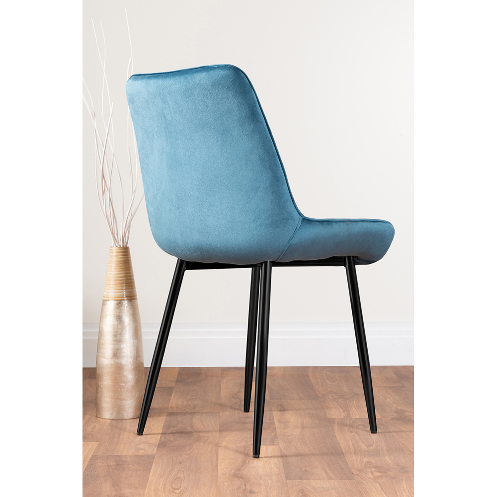 Furniturebox Cesano Set of 2 Blue and Black Velvet Dining Chair Image 4