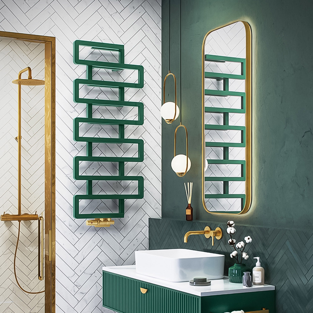 Terma Bookie Matt Green Heated Towel Rail 1155 x 500mm Image 8