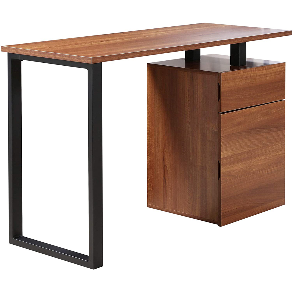 Centurion Supports Calista Single Door Single Drawer Computer Desk Walnut and Matt Black Image 2