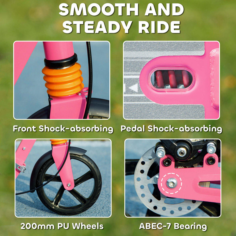 Tommy Toys AIYAPLAY Pink Adjustable Handlebar Foldable Kids Kick Scooter Image 6