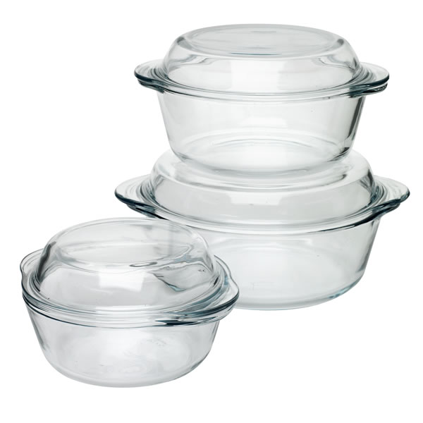 Wilko Glass Casserole Dish Set of 3 Image 1