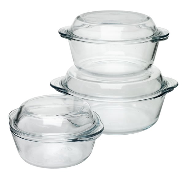 Wilko Glass Casserole Set 3pcs