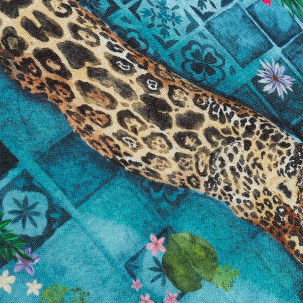 Paoletti Majorelle Blue Leopard Piped Polyester Filled Outdoor Cushion 40 x 60cm Image 4