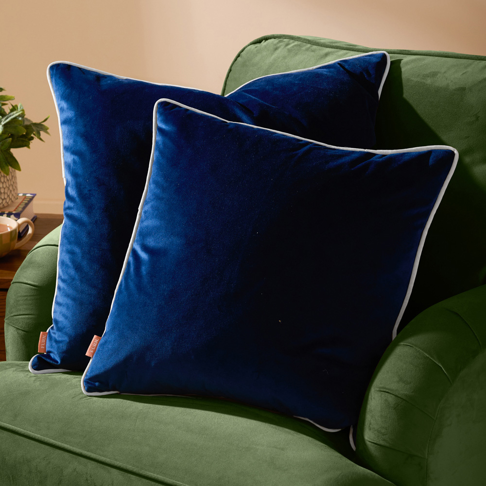 Furn Meridian Navy and Silver Velvet Cushion 45 x 45cm Image 6