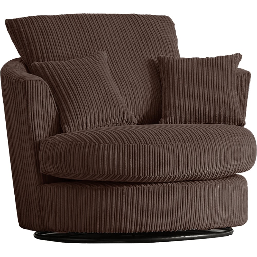 Portland Luxor Chocolate Jumbo Cord Swivel Chair Image 2