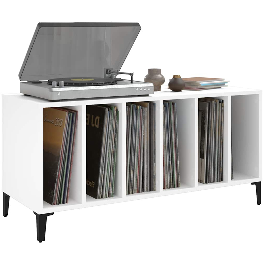 vidaXL 6 Shelf White Record Cabinet Image 4