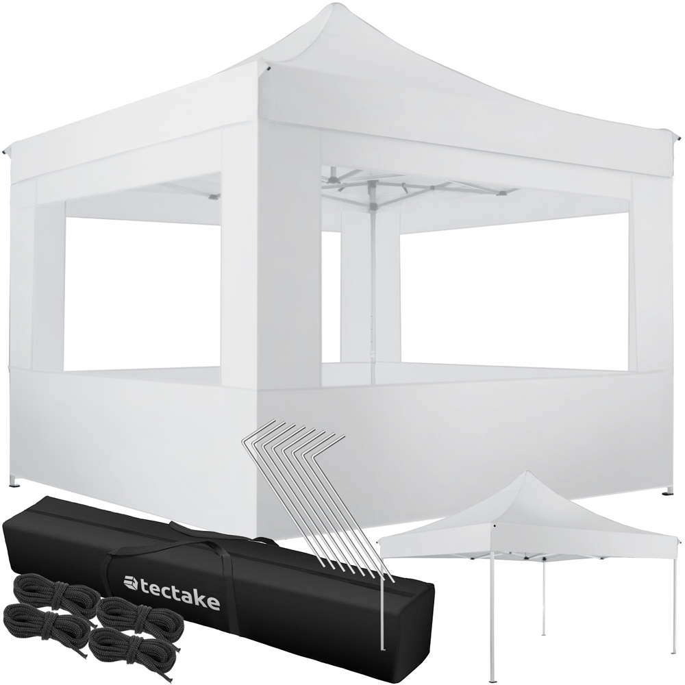 tectake Olivia 3 x 3m White Aluminium Frame Gazebo with 4 Aide Panels Image 2