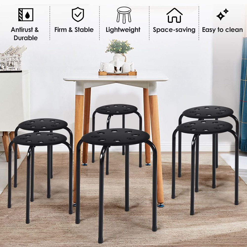 Costway Set of 6 Black Stackable Dining Chairs Image 7