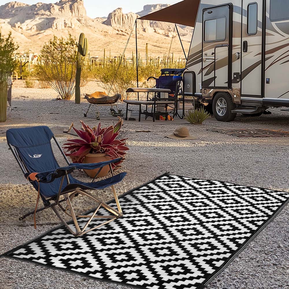 Green Decore Bliss Black and White Camping and Picnic Rug 180 x 270cm Image 5