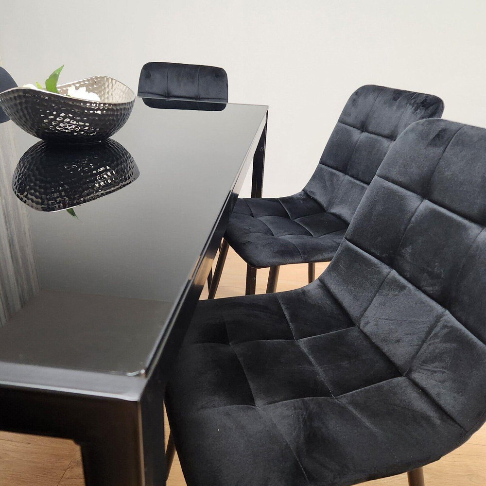 Portland 6 Seater Velvet Dining Set Black Image 5