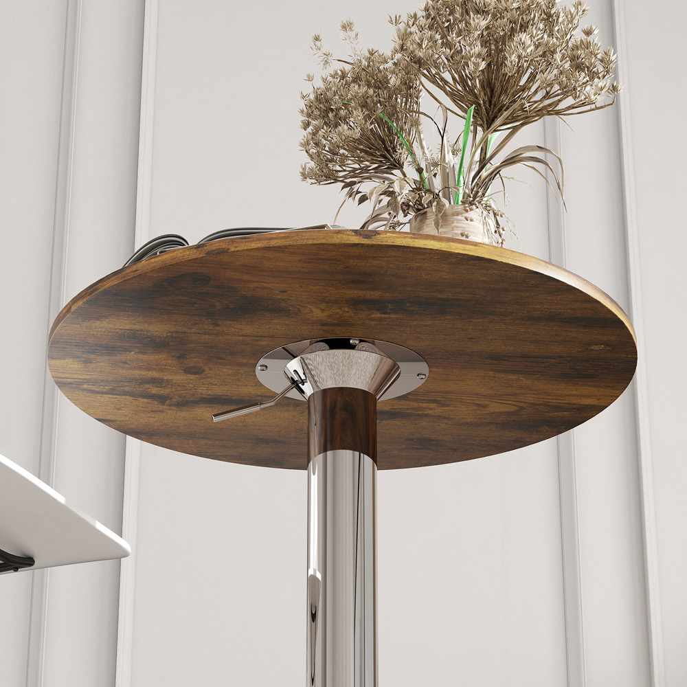 Portland 2 Seater Rustic Brown Height Adjustable Round Swivel Bar Dining Table Image 3