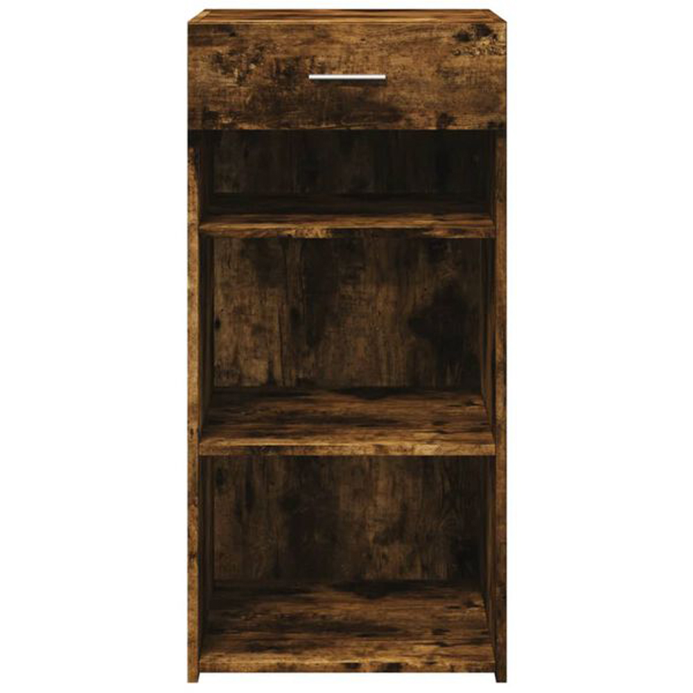 vidaXL Single Drawer 3 Shelf Smoked Oak Sideboard Image 3