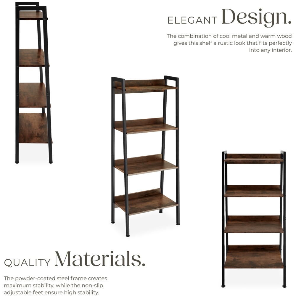 tectake 5 Shelf Dark Wood Shelving Unit 34 x 57.5 x 138cm Image 3