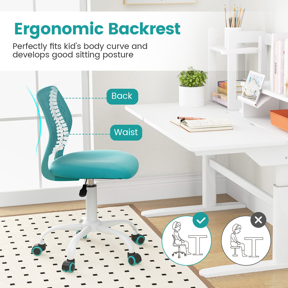 Costway Turquoise Ergonomic Children Study Chair Image 5