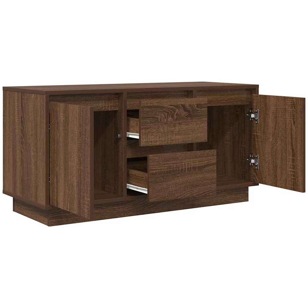 vidaXL 2 Door 2 Drawer Brown Oak Small TV Cabinet with LED Lights Image 6