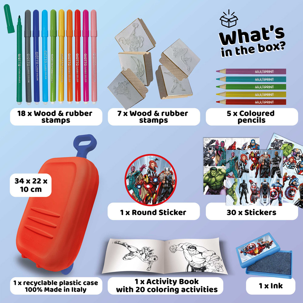 Multiprint Marvels Avengers Kids Colouring and Stamp Trolley Set Image 2
