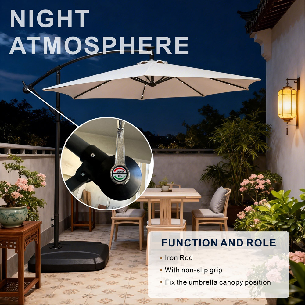 Direct Wicker Beige LED Tilt and Crank Hanging Cantilever Parasol 2.94m Image 5