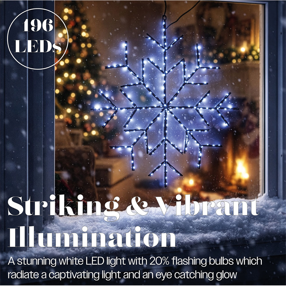 Xmas Haus 196 White Micro LED Metal Snowflake Silhouette Christmas Decoration 63cm Image 6