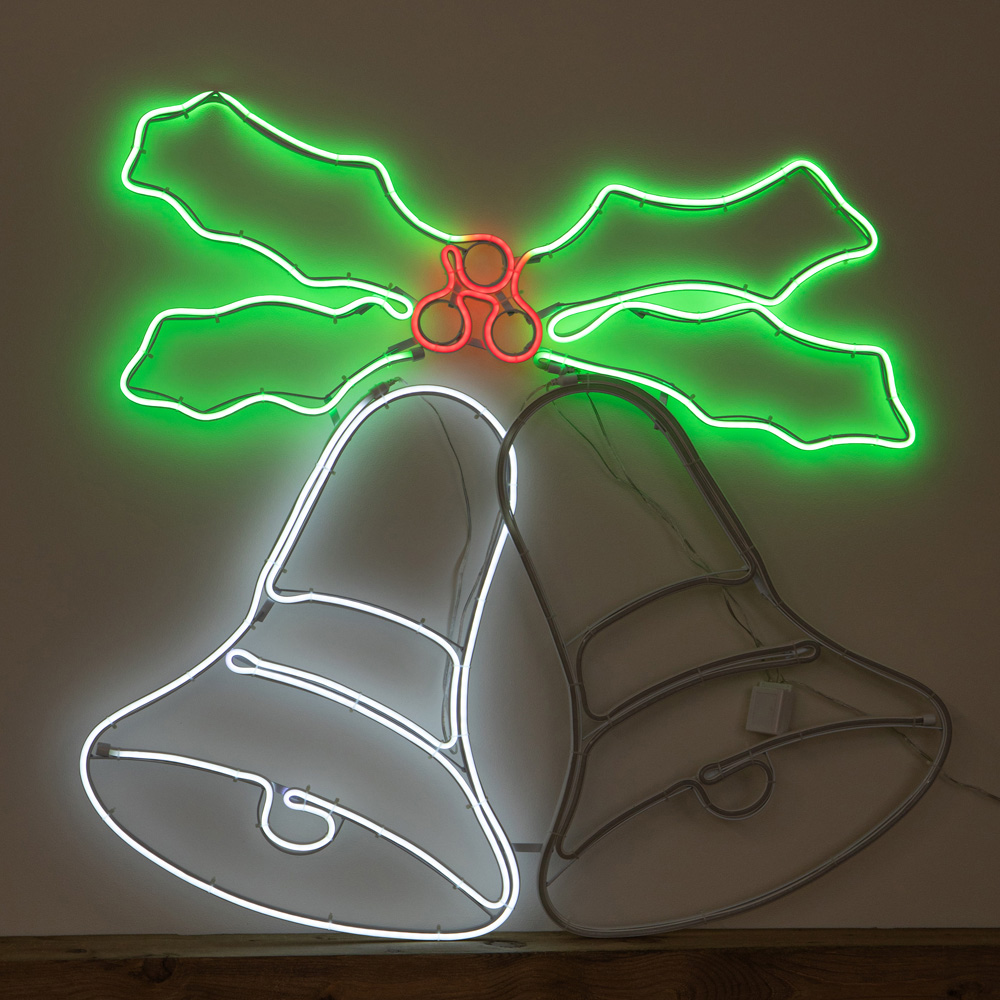 Samuel Alexander Multicolour LED Light-Up Neon Christmas Bell 78cm Image 1