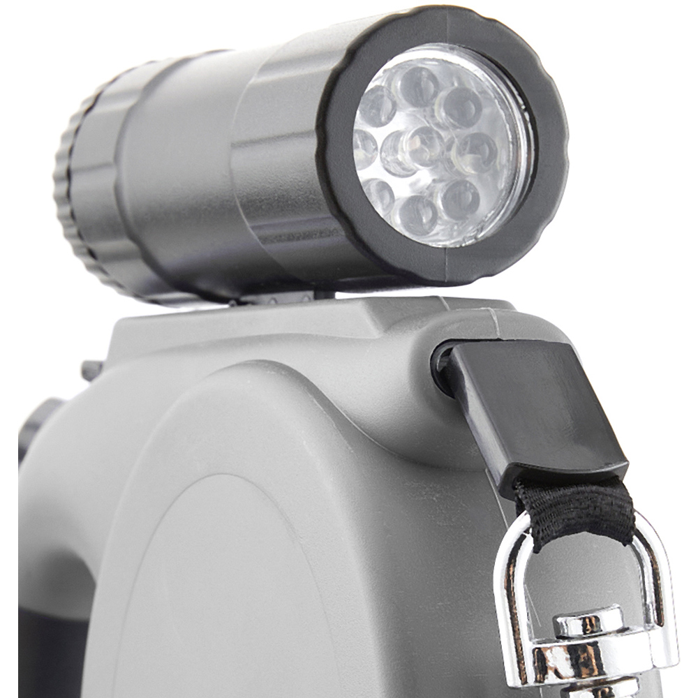H&O Direct 5m Grey Retractable Dog Lead with Torch and Trash Bag Holder Image 5