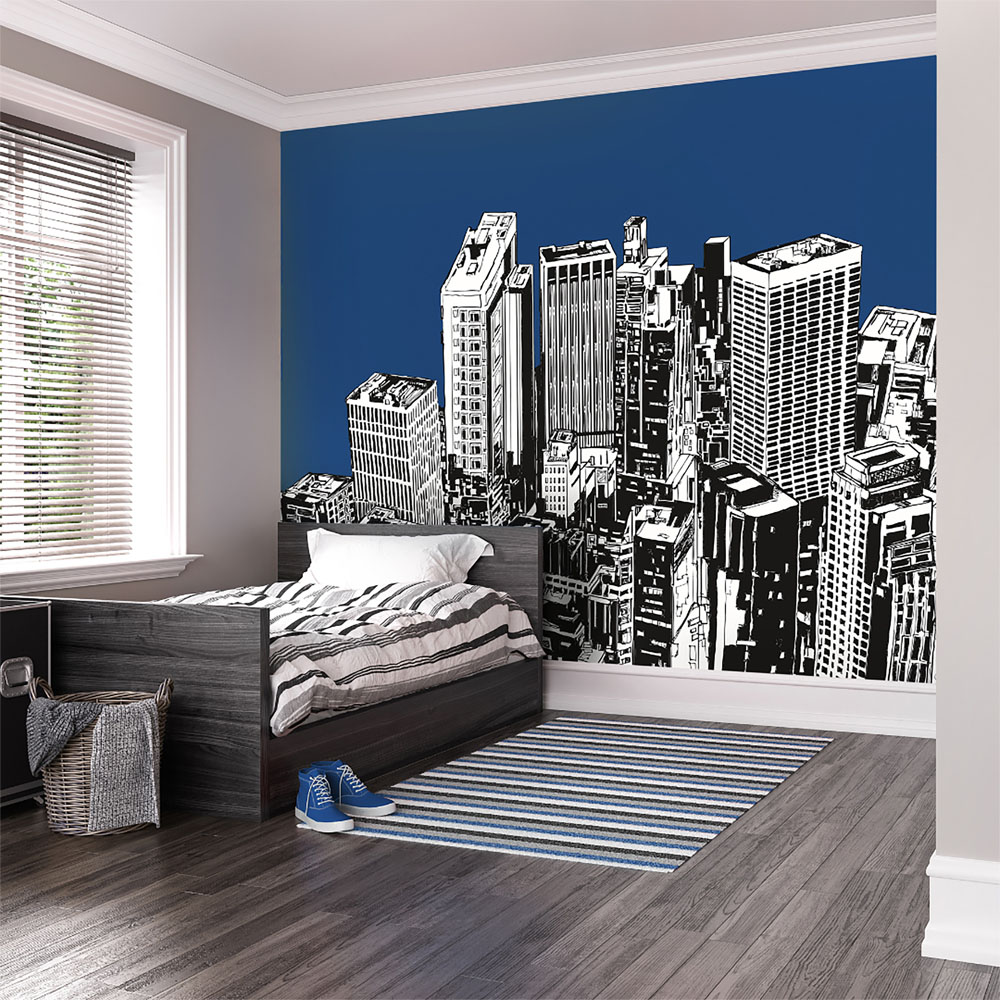 Origin Murals Urban City Skyscrapers Gold Wall Mural Image 3