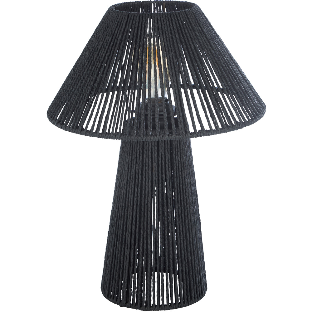 Lighting Collection Black Coolie Shade Rattan Table Lamp Image 1