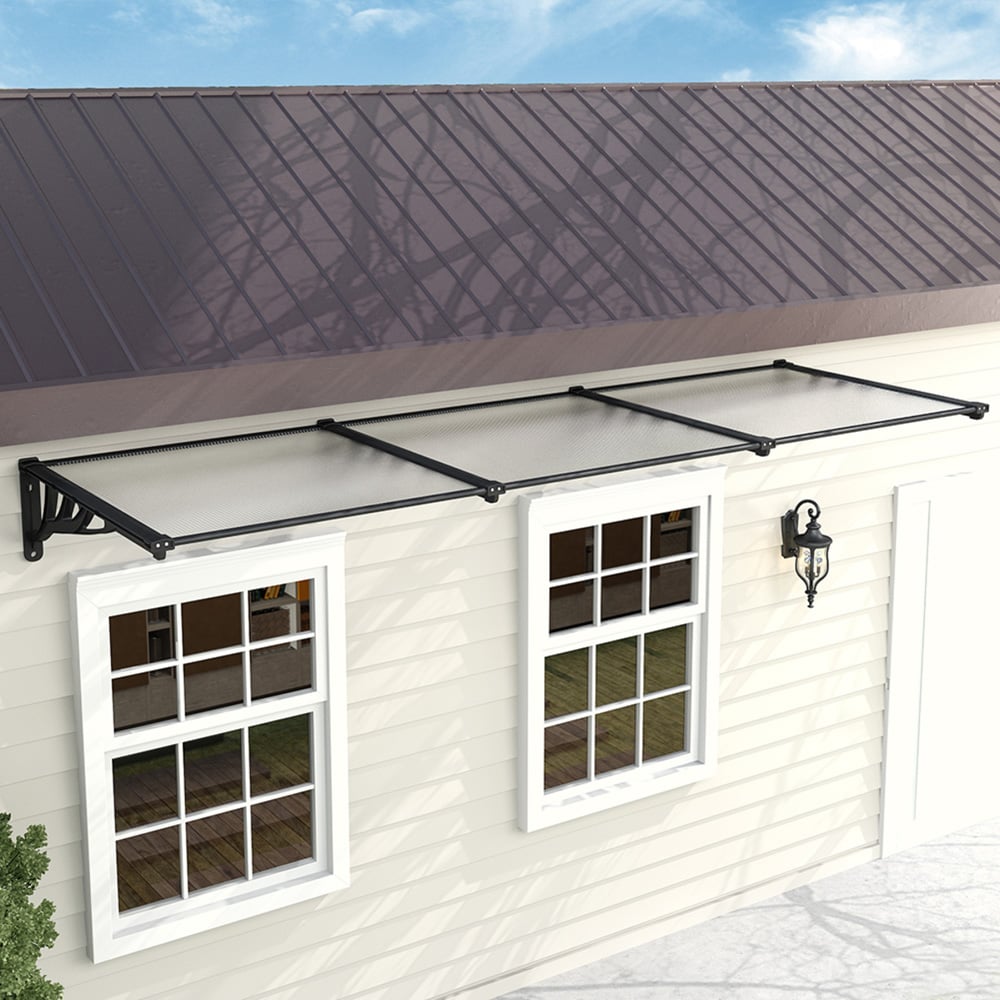 Living and Home Black Front Door Canopy 90 x 270cm Image 5