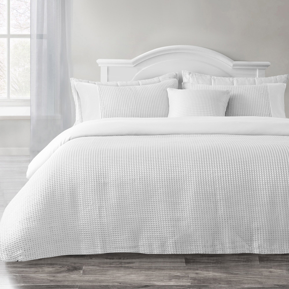 Velosso Waffle Super King Size White Weave Duvet Set Image