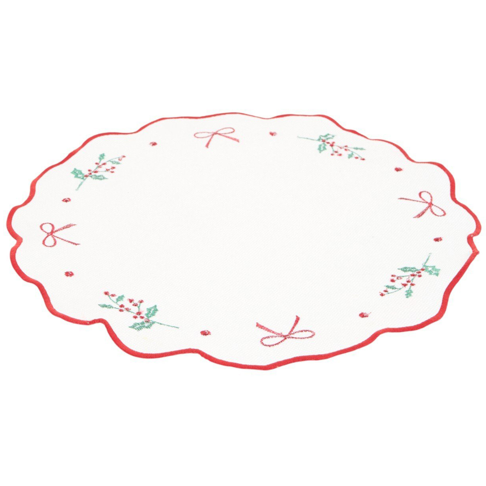 Pack of 2 Scalloped Edge Embroidered Placemats White Image 3