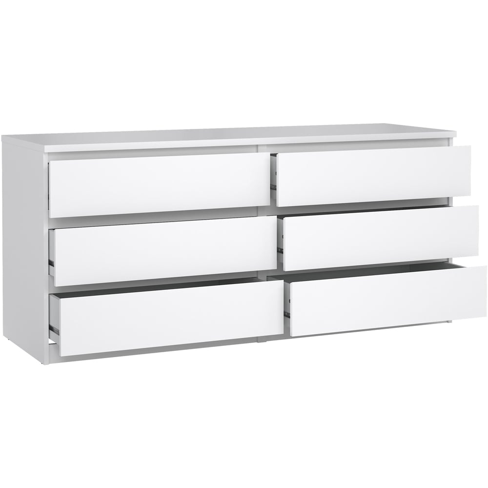 Florence 6 Drawer White High Gloss Wide Chest of Drawers Image 4