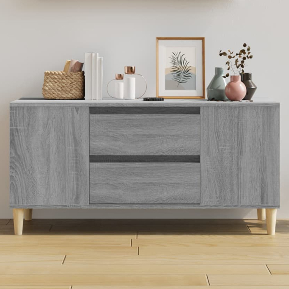 vidaXL 2 Drawer 4 Shelf Grey Sonoma TV Cabinet Image 1