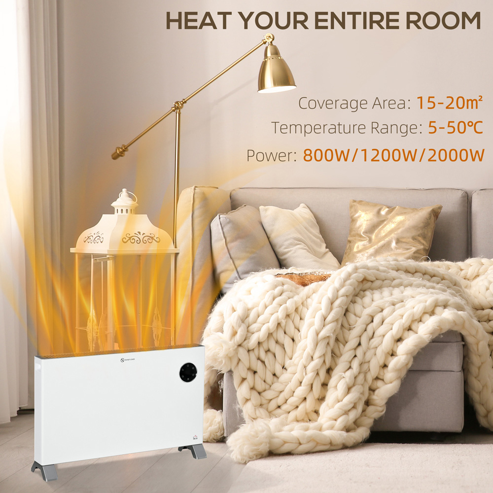 HOMCOM White Electric Freestanding Convector Heater with LED Display and Remote 2000W Image 7