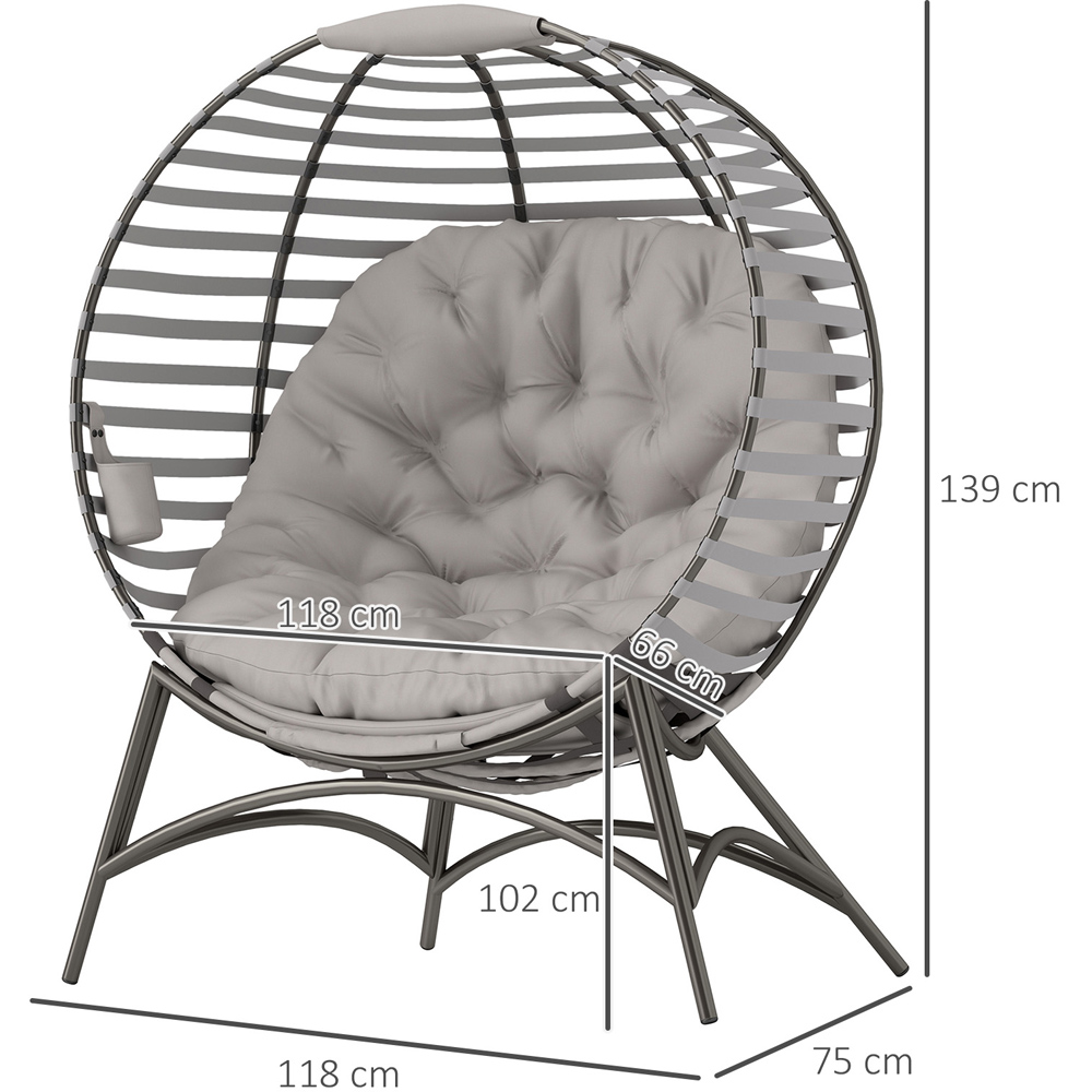Outsunny Light Grey Egg Chair with Cushion Image 9